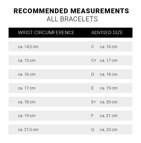 gucci bracelet size chart